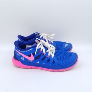 Nike Free 5.0 Athletic Running Workout Shoes Blue Pink Youth 5.5 Womens 7